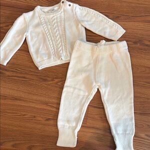 Janie and Jack White Sweater Knit Set, 12-18 Months